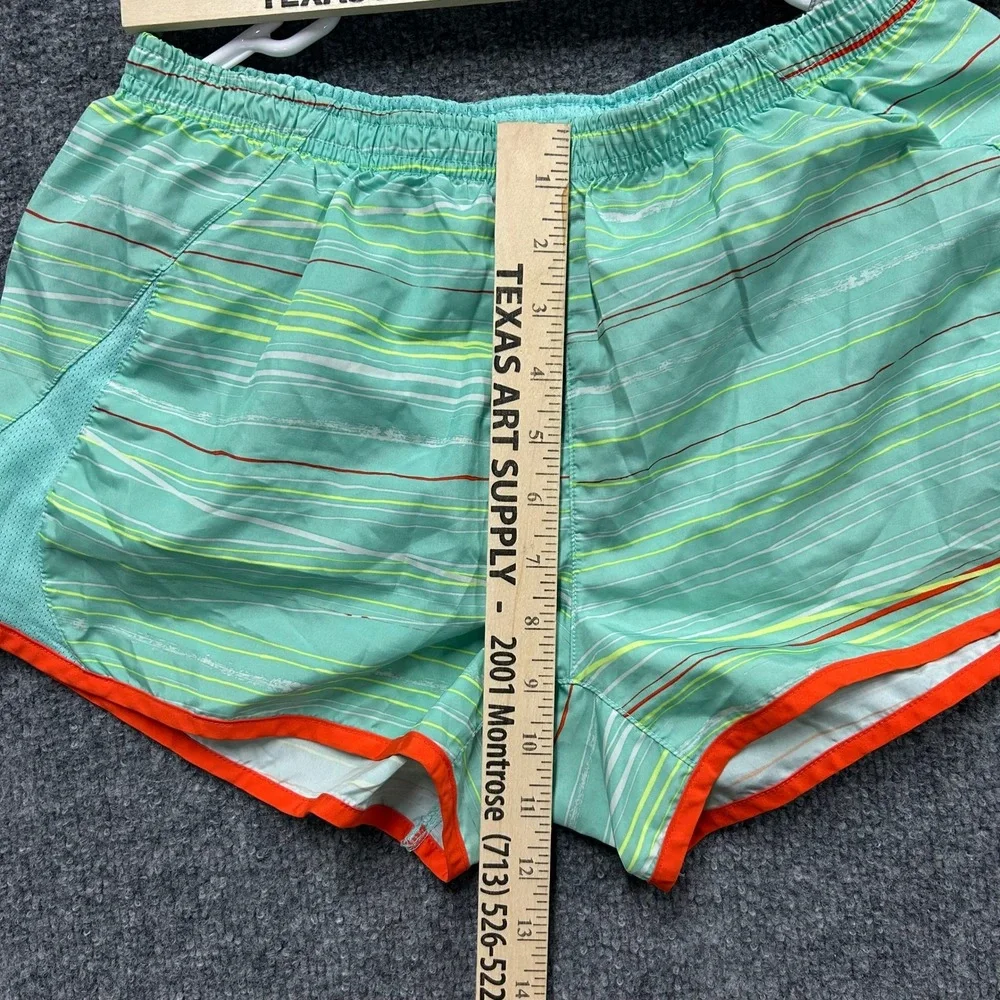 Unknown Shorts Womens Size S Teal Orange Striped Athletic Running Mesh Gym